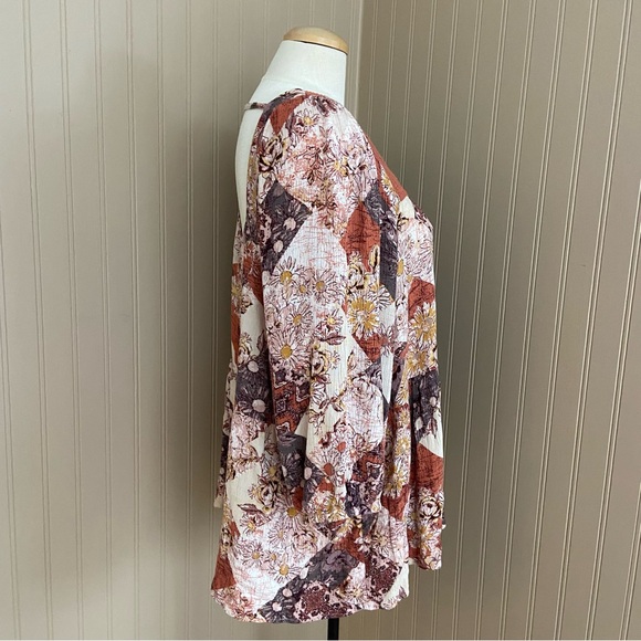 Maurices Bohemian Floral Burnt Orange Patchwork Blouse Women’s 1X - Picture 5 of 9